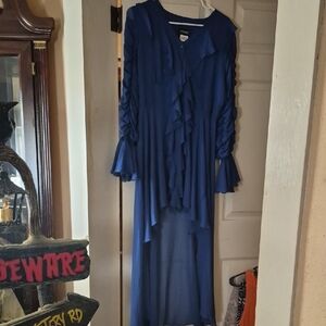 Ashro Navy Ruffled Blouse